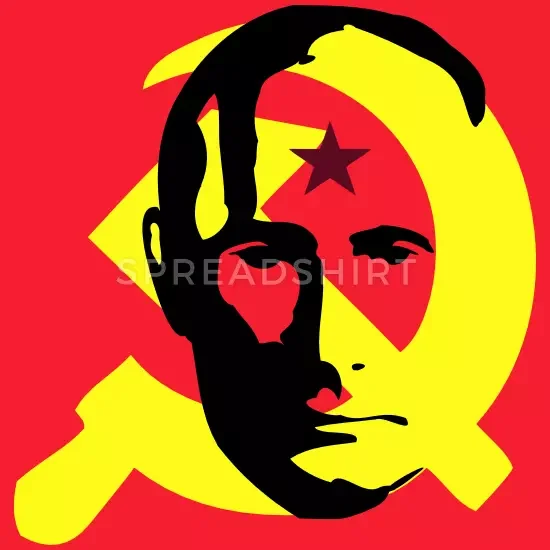 

Creative Design CCCP Communism Symbol Putin Portrait Paper-cut Silhouette T-Shirt Summer Cotton Short Sleeve O-Neck Mens T Shirt