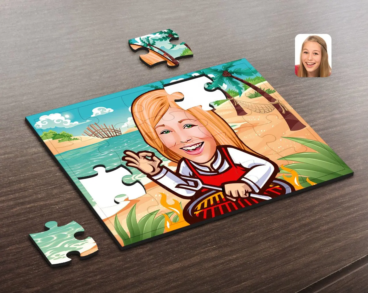 

Personalized Women 'S Bbq Chef Caricature Of Wooden Puzzle-1