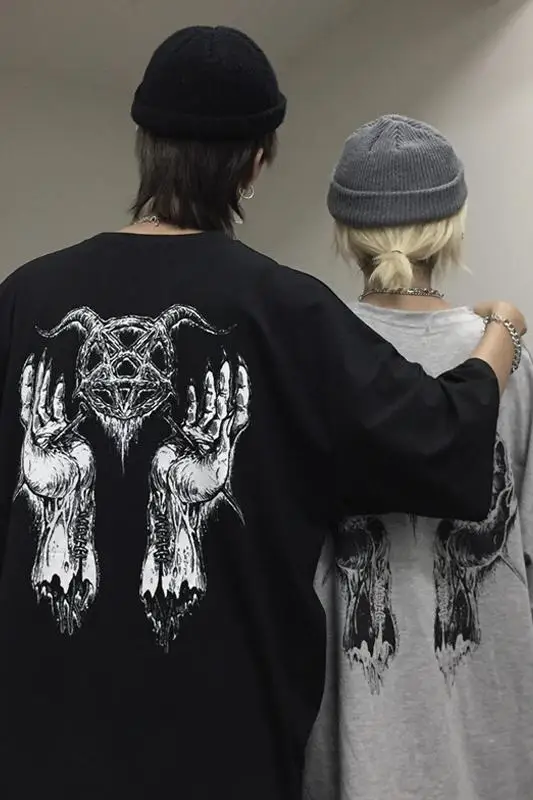 

Streetwear Top Summer Harajuku T Shirt Punk Vintage Oversized T-Shirt Short Sleeve Fashion Goth Dark Black Hip Hop T-Shirt Woman