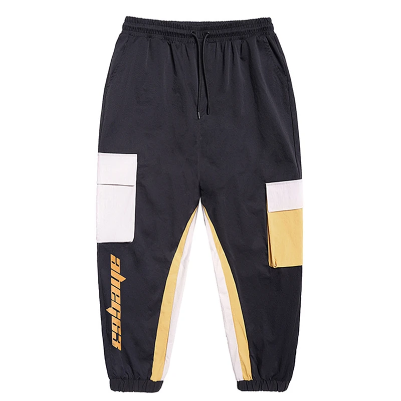 

Patchwork Cargo Pants Men Joggers Sweatpants Baggy Casual Streetwear Pocket Patchwork Trousers Plus Size 7XL Pant Male HA075
