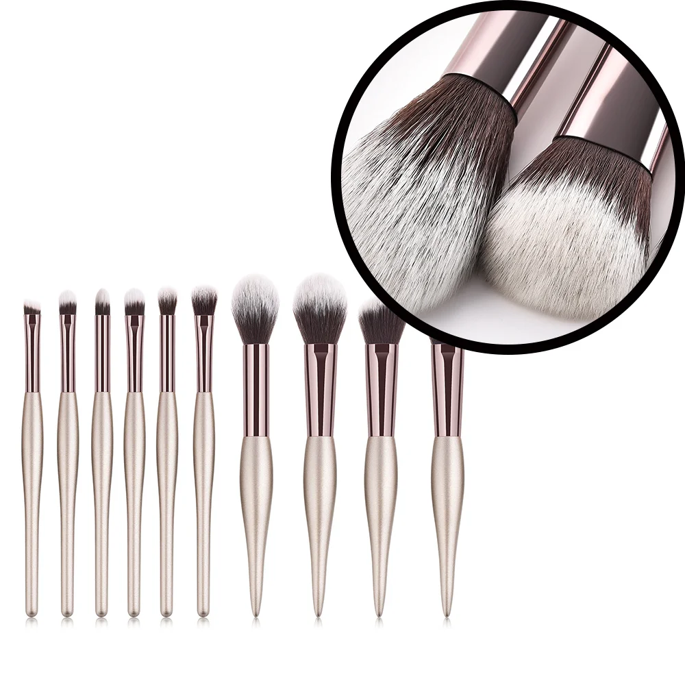 

10pcs Makeup Brushes Professional Natural Make Up Brushes Set Foundation Powder Contour Eyes Blending Beauty Cosmetic Brushes
