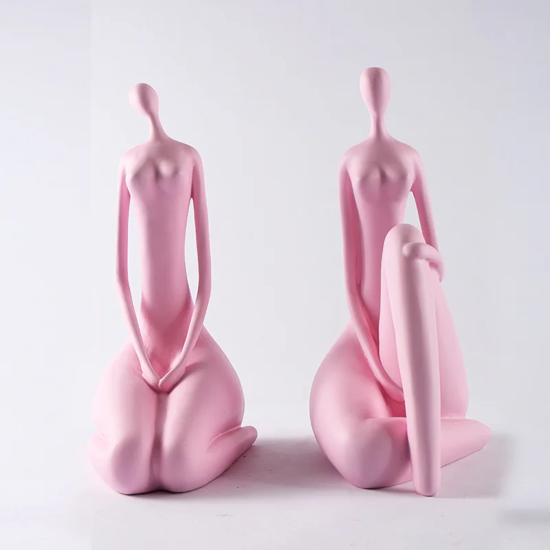 Creative Girl Character Sculpture Posture Ornaments Home Decoration Accessorie Handmade Resin Figurines Miniature Model Art Gift | Дом и сад