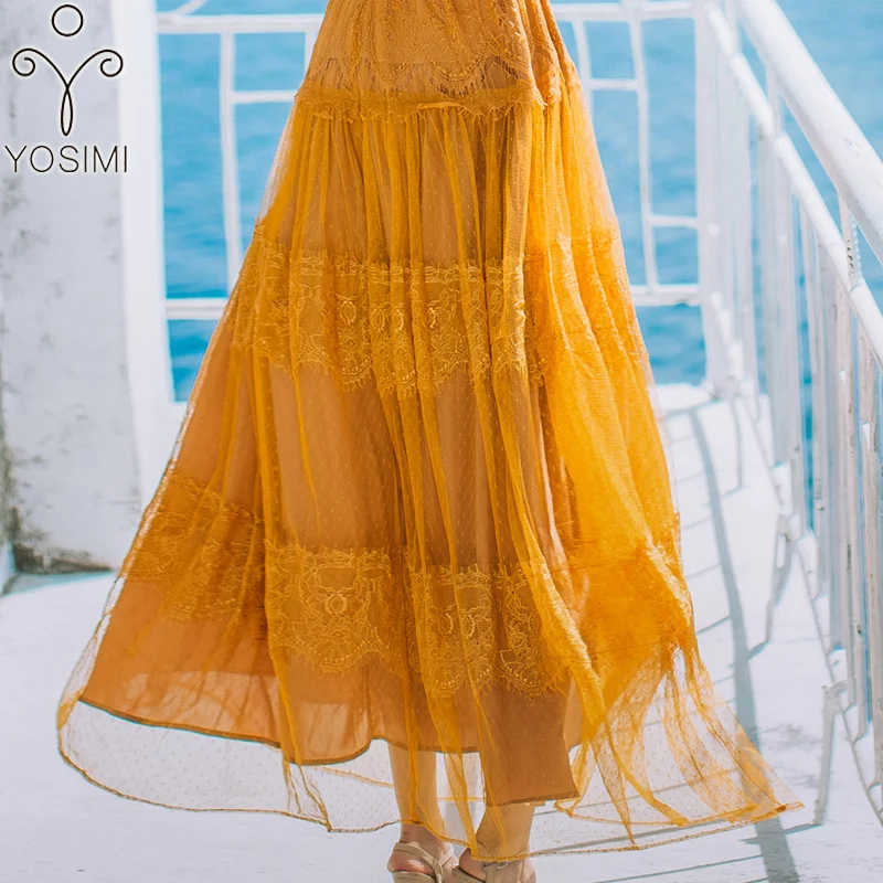 YOSIMI 2018 летнее винтажное кружевное длинное женское платье феи для путешествий