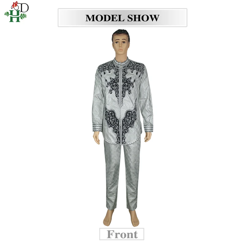 H& D африканская Мужская Дашики одежда рубашка брюки костюм для мужчин Вышивка Топы брючный комплект рубашка с длинным рукавом Южная Африка одежда