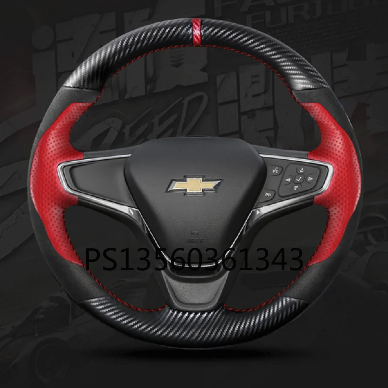 

DIY hand-stitched steering wheel cover fit for Chevrolet Cruze Sail Cavalier Malibu Trax Orlando Equinox leather grip cover