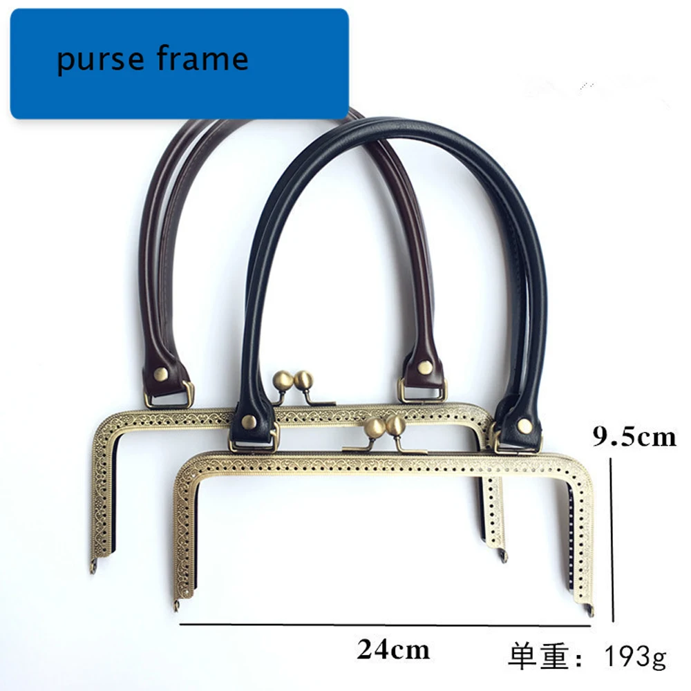 Женский кошелек 24 см с металлической застежкой рамой и пряжкой ручкой из ПУ 2