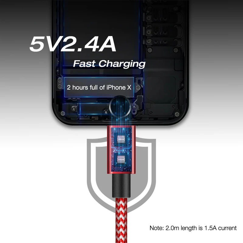 Suntaiho зарядка для айфона молнии iPhone Xs Max XR Зарядное устройство usb кабель 2.1A нейлон быстрой зарядки данных зарядка на айфон 8 Plus 7 5S кабель USB