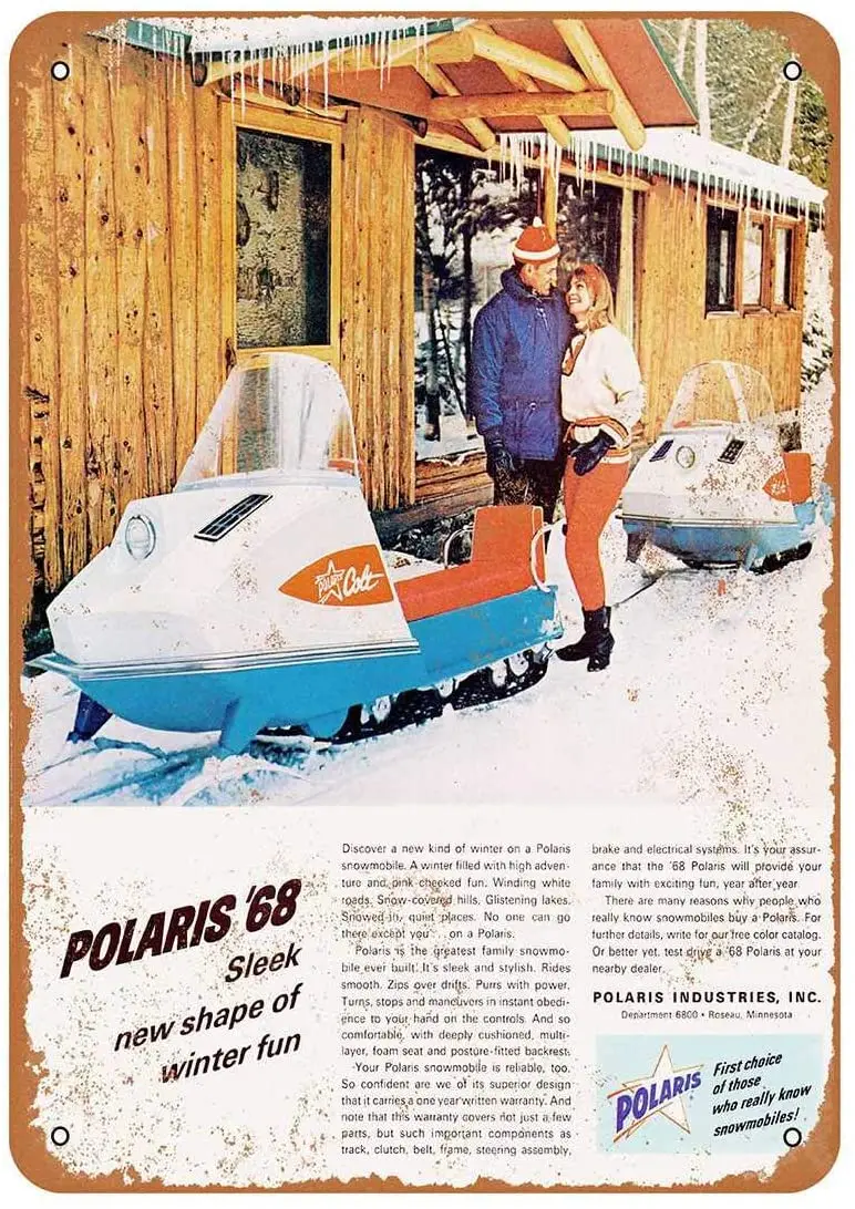 

Diuangfoong 1968 Polaris Snowmobiles Vintage Look Metal Sign 12"×8"