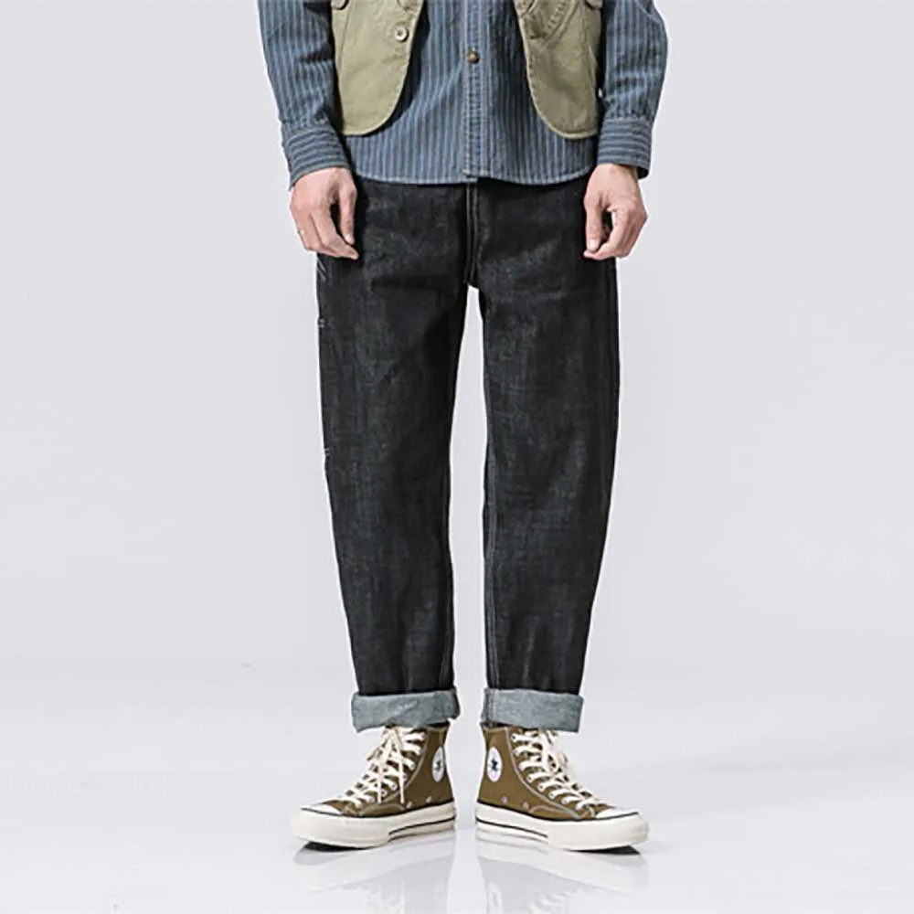 Fashion Baggy Black Jeans Men's Cargo Pants Straight Loose Trousers Japanese Style Streetwear Harem Clothing