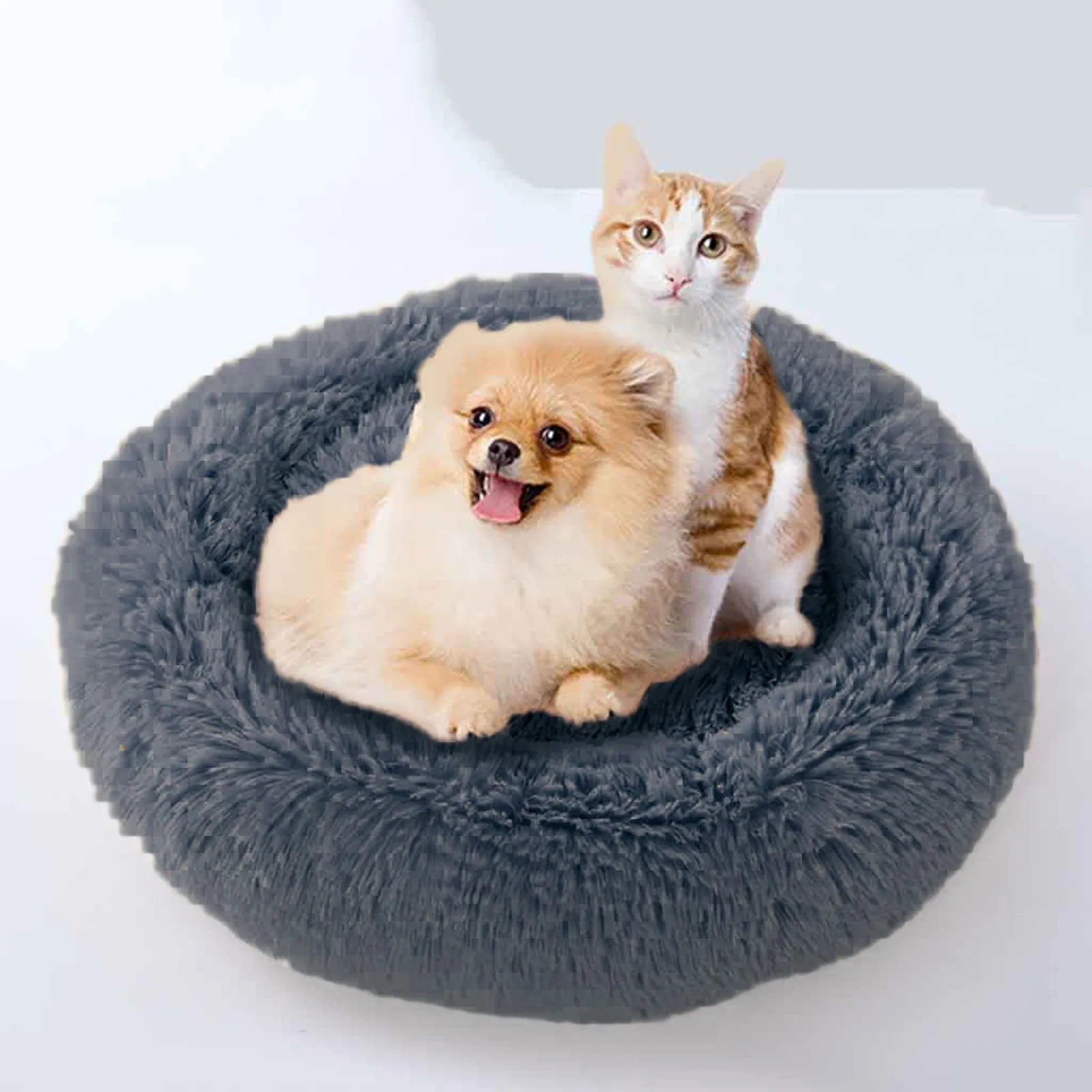 

Super Soft Pet Bed Kennel Dog Round Cat Winter Warm Sleeping Bag Long Plush Large Puppy Cushion Mat Portable Cat Supplies