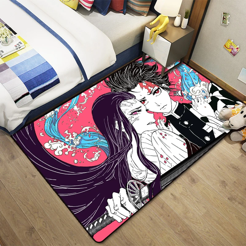 Мультяшный коврик для большой двери с рассекающим демонов камадо таньир