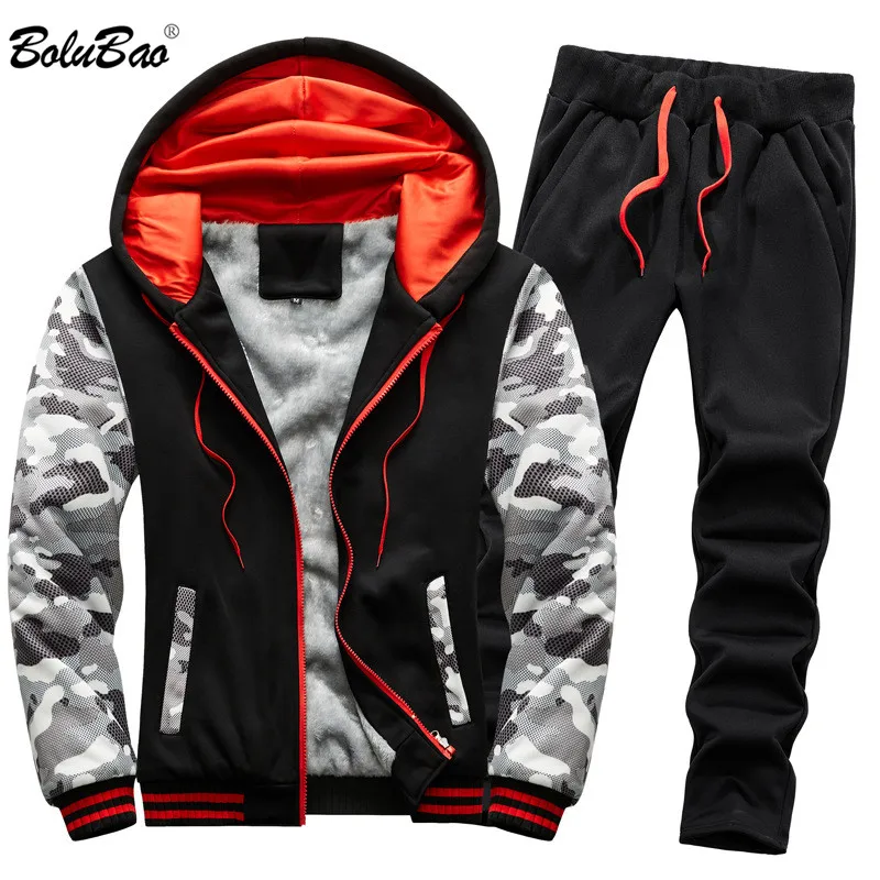 Спортивный костюм BOLUBAO мужской толстый Повседневный кардиган худи и брюки