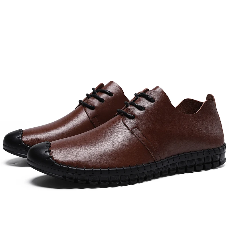 Кроссовки мужские из натуральной кожи Роскошные Мокасины простроченные