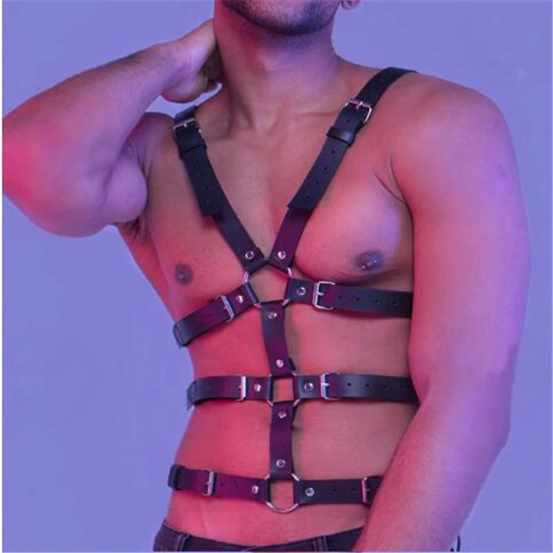 Нагрудный ремень для мужчин БДСМ фетиш кожаный регулируемый