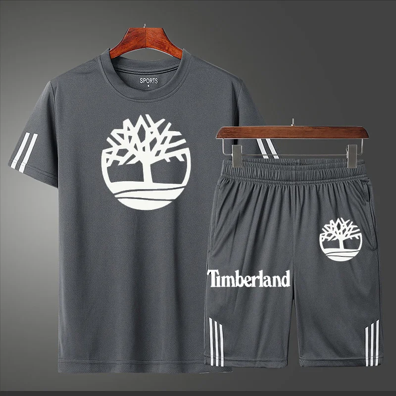 

Casual Men's Sets Summer Tracksuit Men Print Short Sleeve T-shirt 2 Piece+Shorts Quick Drying Short Set Fashion Sportswear male