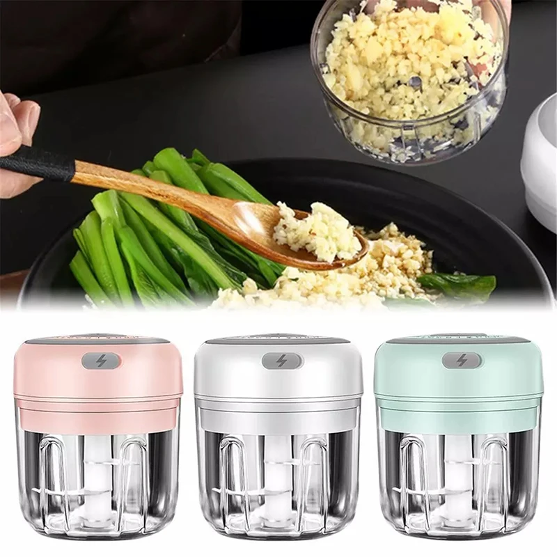 

1pc 3 Colors Mini Electric Garlic Masher Rechargeable Smart Vegetable Chopper Garlic Grinder Meat Home Kitchen Vegetable Tools