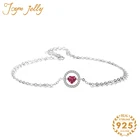 JoyeceJelly 925 стерлингового серебра браслеты из нержавеющей стали для женщин с рубином в форме сердца драгоценные камни серебристого цвета розового золота цвет ювелирные изделия свадебный подарок