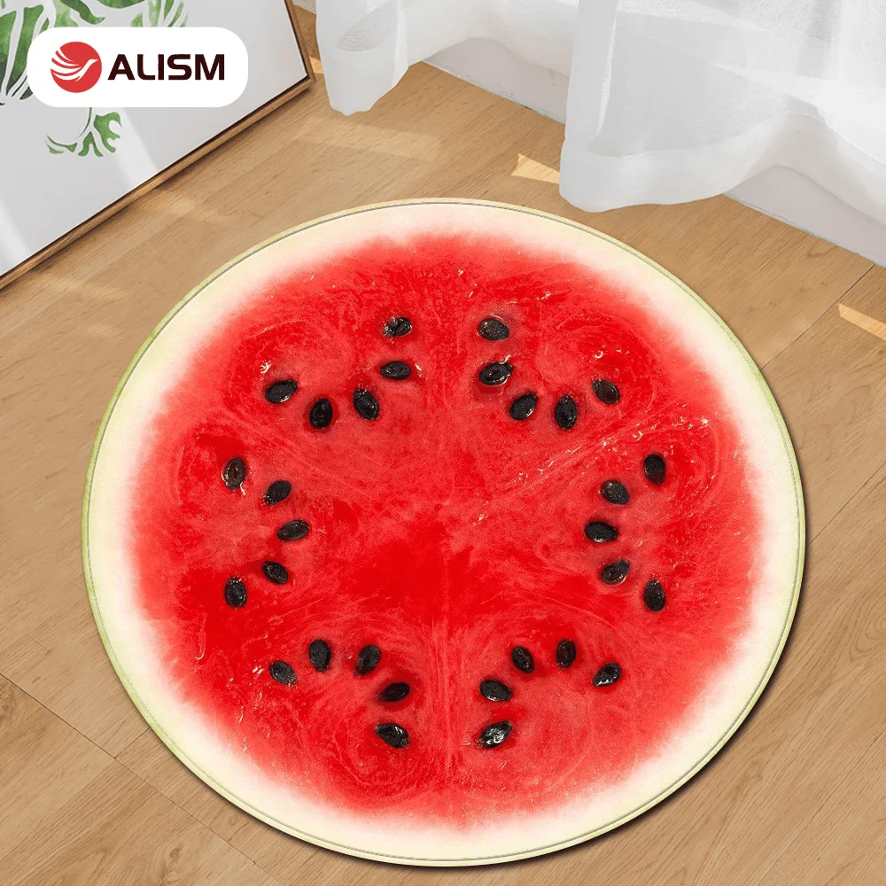 

New 3D Fruits Design Round Rug Floormat Household Floor Mat Carpet For Baby Living Room Computer Chair Pad Bedside Tatami Tapete