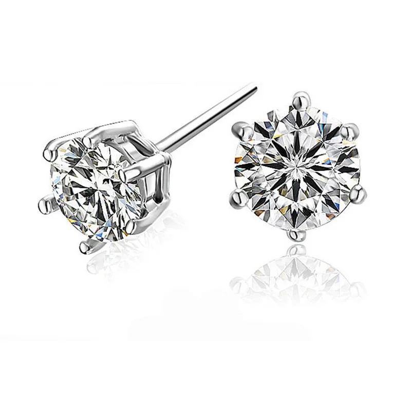 

POPACC 925 пробы серебро классика, в точку, циркон, серьги со шпилькой, для Для женщин подарок