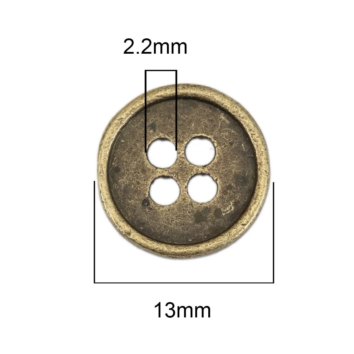 

50 PCs Zinc Based Alloy Metal Sewing Buttons For Crafts Scrapbooking 4 Holes Round Antique Bronze Color Buttons 13mm( 4/8") Dia