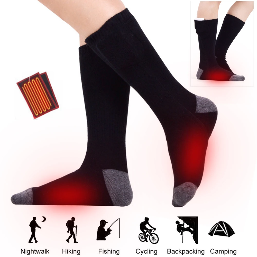 

Heating Socks Electric Rechargeable Heated Socks Kit Hunting Skiing Cotton Thick Thermal Socks Battery Powered Warm Socks