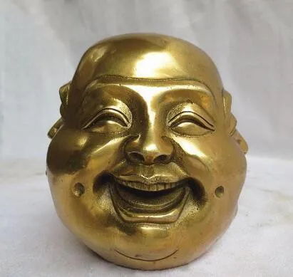 Статуя из китайской латуни с 4 лицами и головой Будды редкой коллекции +++++ | Дом