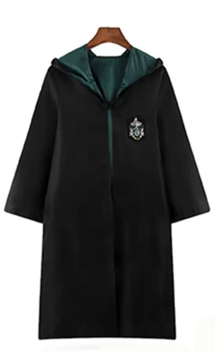 Slytherin Robe Поттер Косплей костюмы робы накидка с галстуком шарф палочка очки Ravenclaw/Gryffindor/Hufflepuff/Слизерин Гермиона Рождественский подарок - Цвет: Slytherin Robe