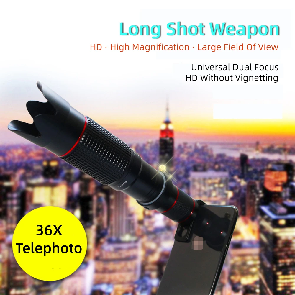36X сплав двойная регулировка мобильный телефон объектив HD телескоп супер широкий