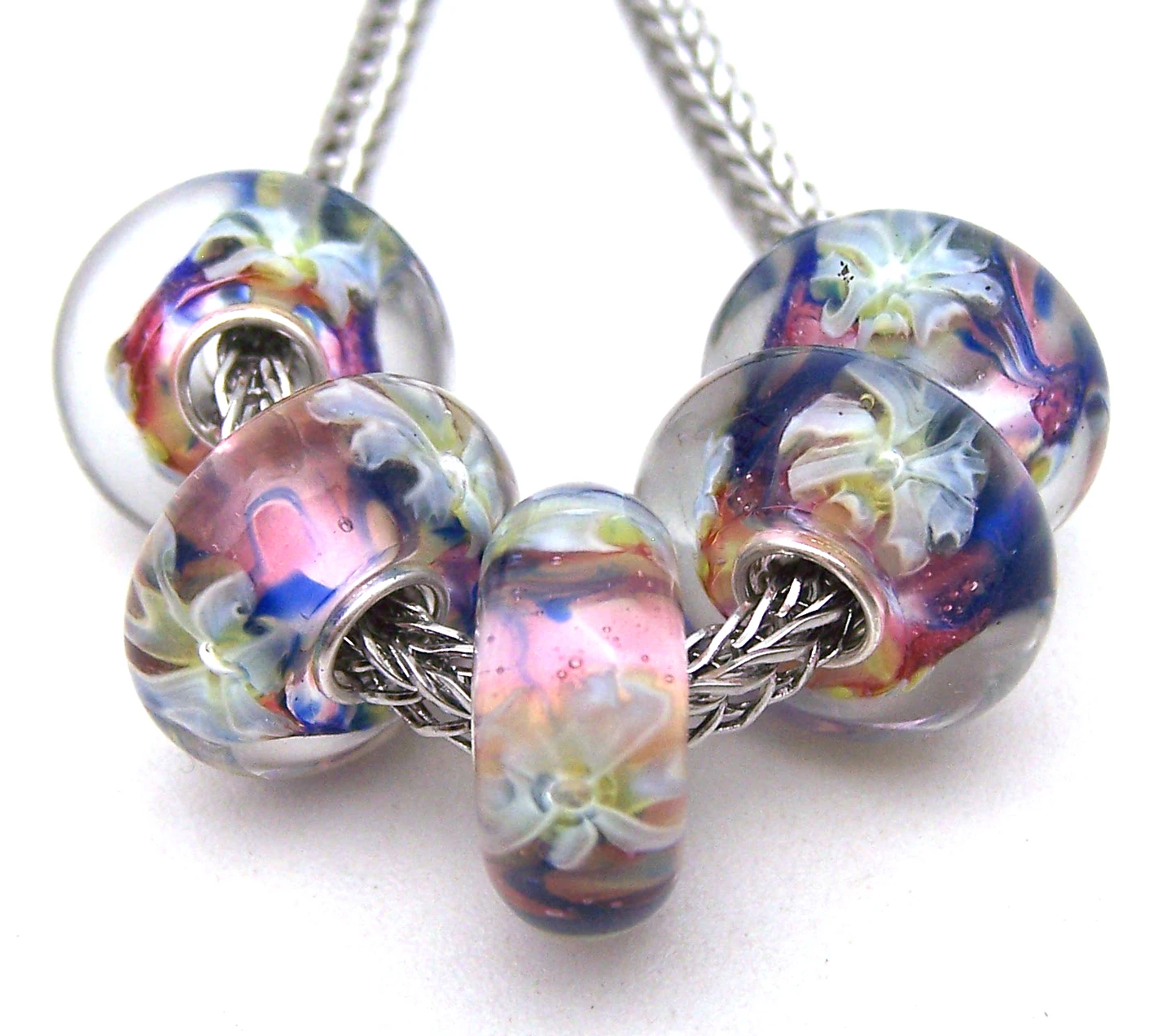 

Бусины из серебра 100% пробы с муранским стеклом