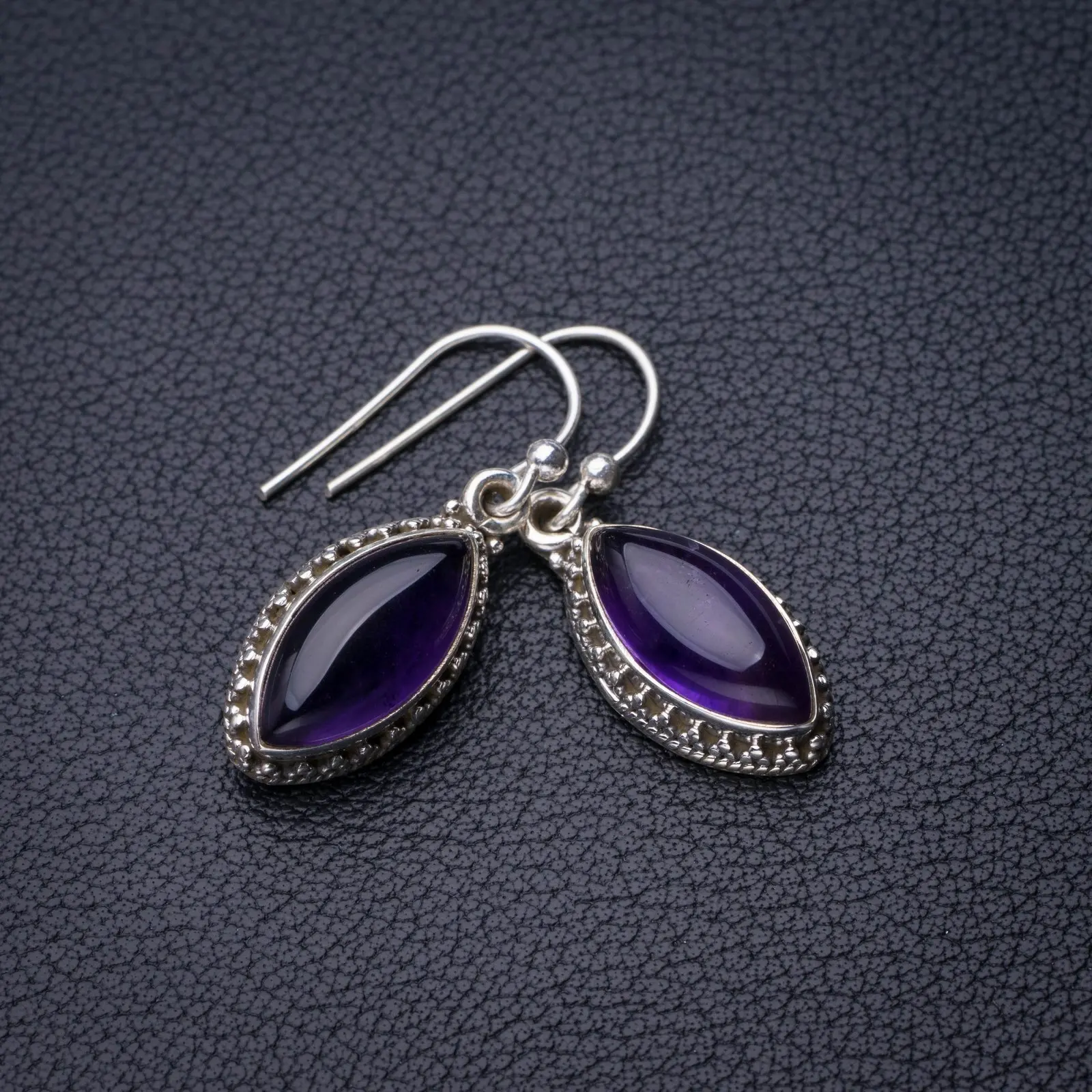 

StarGems Natural Amethyst Handmade 925 Sterling Silver Earrings 1.25" D7168