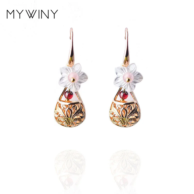 MYWINY новинка 2019 оригинальный дизайн винтажные серьги в виде ракушек и цветов для