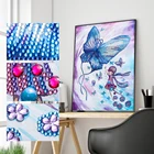 Картина для самостоятельной сборки, 5D алмаз Набор для рисования по номерам, девушка с бабочками, картина для Стразы