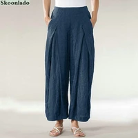 newest women cotton linen pants plus size 5xl oversize high quality lady pants good clothes casual loose style comfortable fashi