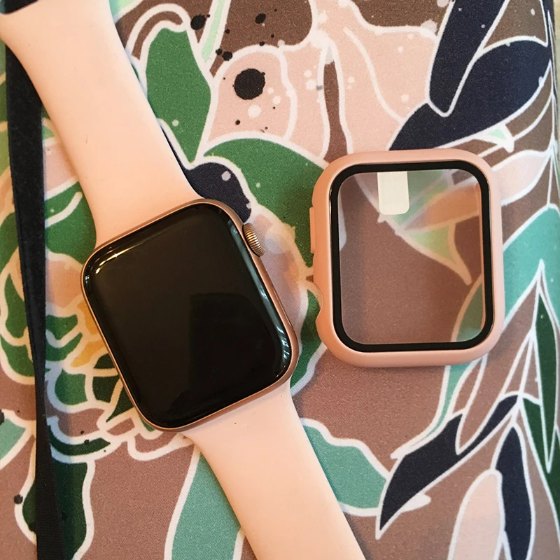

360 full Glass case For iwatch 6 5 4 SE bumper Screen Protector cover for Apple Watch 44mm 40mm 42mm 38mm iwatch Accessories