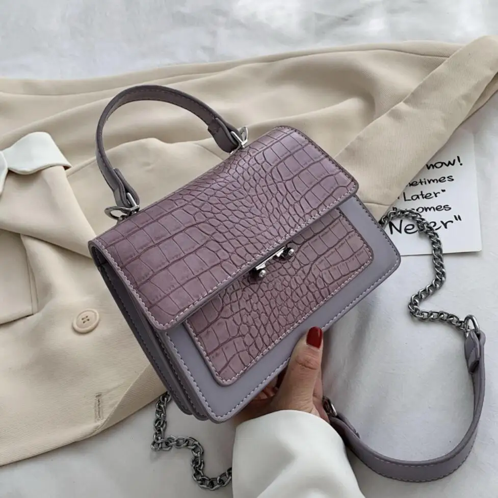 

Crocodile pattern Small Tote bag 2021 Vintage New High quality PU Leather Women's Designer Handbag Chain Shoulder Messenger Bag