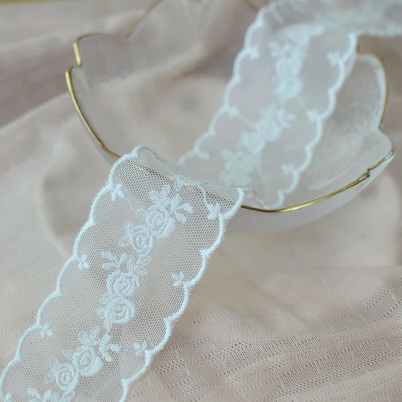 

2020 high quality lace white cotton yarn embroidery lace For sewing dress skirt neckline hat decoration materials width 4.5cm