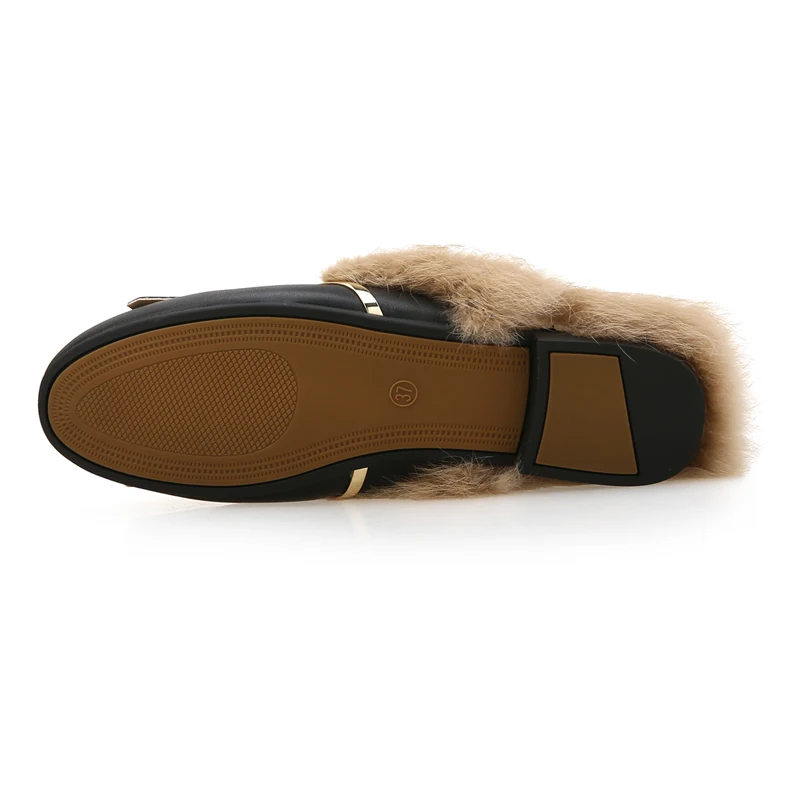 Женские уличные тапочки с кроличьим мехом Новинка 2020 года Лоферы Baotou Женская