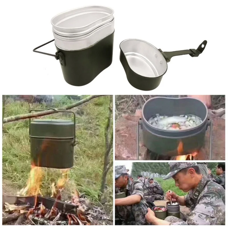 

3pcs In 1 Camping Cookware Cook Set Hiking Survival Lunch Boxes Pot/Bowl Army Mess Kit Outdoor Tableware