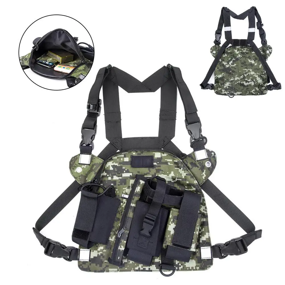 

Universal Radio Chest Bag Camouflage Chest Harness Front Pack Portable Pouch with Storage Pockets Vest Rig Perfect for Baofeng U