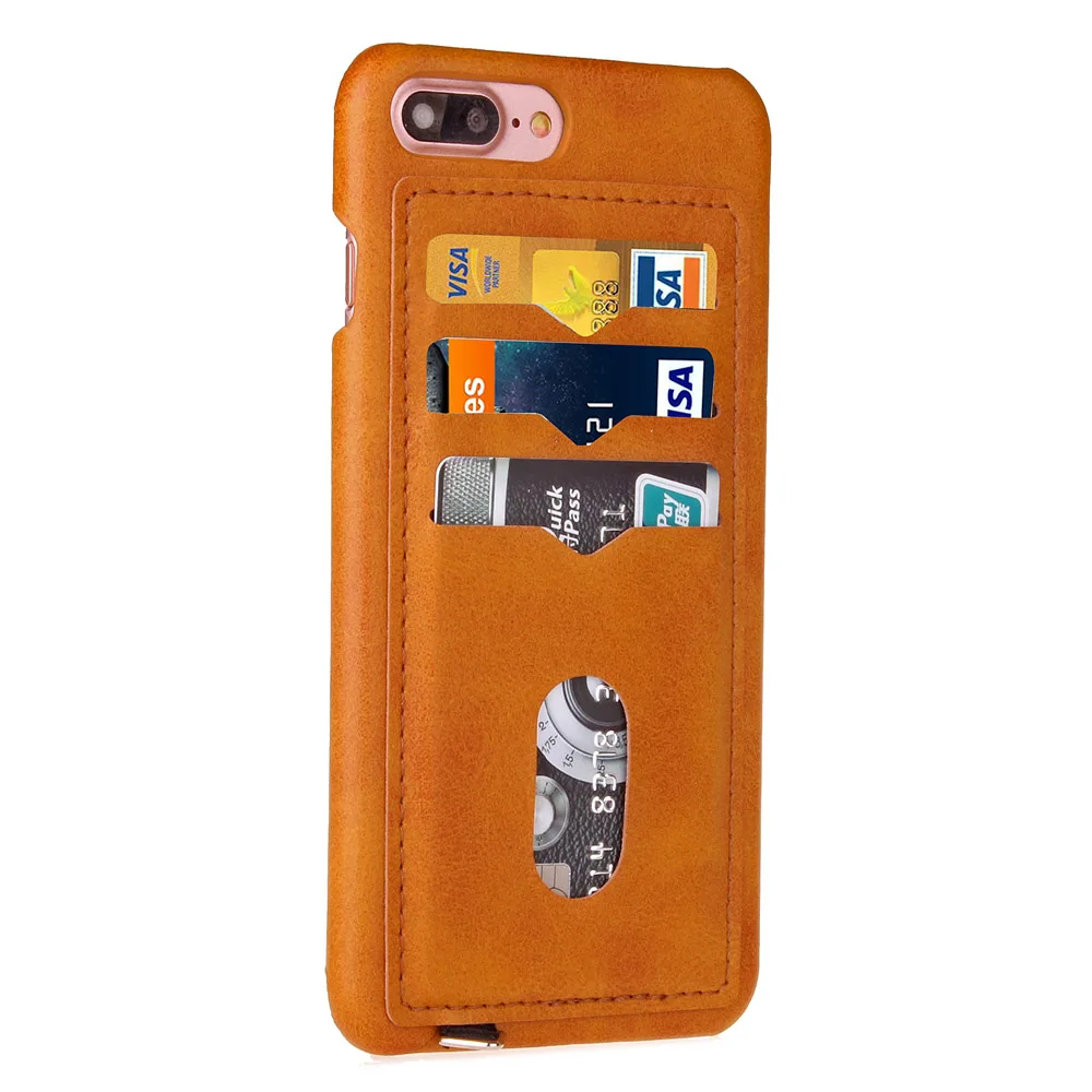orange Противоударный чехол для телефона s для iPhone 5, 5S, SE, 6, 6 S, 7, 8 Plus, X, 10, кожаный держатель для карт, гибридный, полный защитный чехол для iPhone 7, противоударный - Цвет: orange
