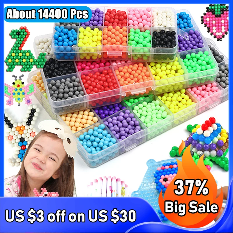 Запасные бусины Hama для пазлов Aquabeads DIY набор бусин с распылителем воды игры в