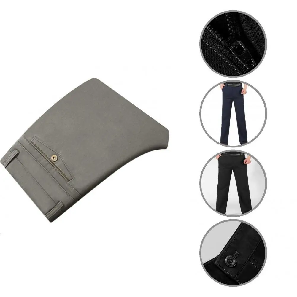

Loose Great Warm Autumn Trousers Pockets Men Pants Solid Color for Daily Wear