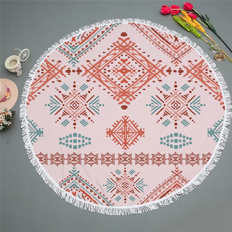 

Bohemian Round Bath Towel Mandala Soft Boho Beach Towel Swimming Shower Bathroom Drying Cloth Yoga Mat Sport Blanket For Adult