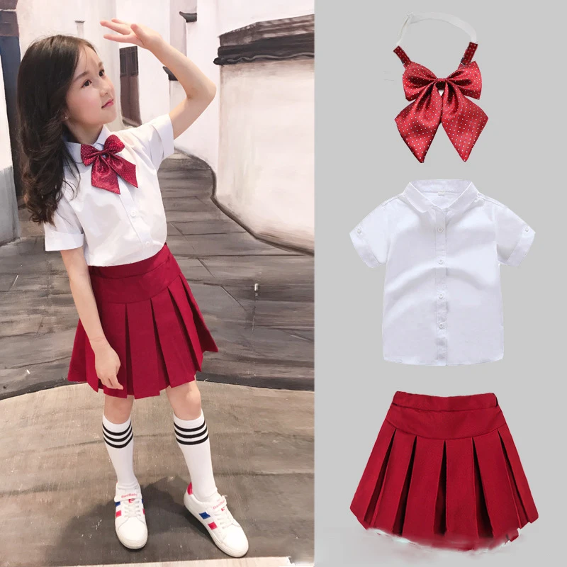 3 шт. Детская рубашка и юбка в японском стиле | Тематическая одежда униформа