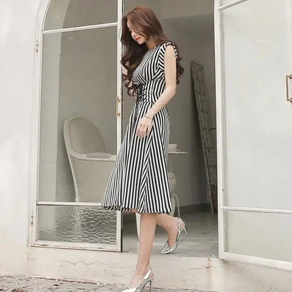 Высокое качество хит продаж 2019 сексуальное OL Полосатое летнее Новое поступление