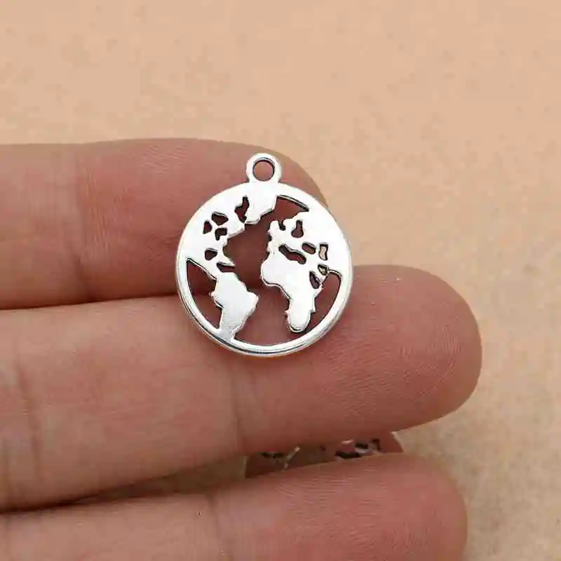 

10 шт. тибетские посеребренные Подвески с картой мира, Подвески для изготовления ювелирных изделий своими руками, браслет, серьги, рукоделие ...
