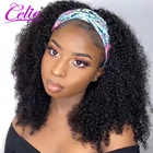 Celie Hair парик с головной повязкой вьющиеся человеческие волосы парик для черных женщин 150 плотность безклеевой шарф повязка человеческие волосы вьющиеся кружевной передний парик