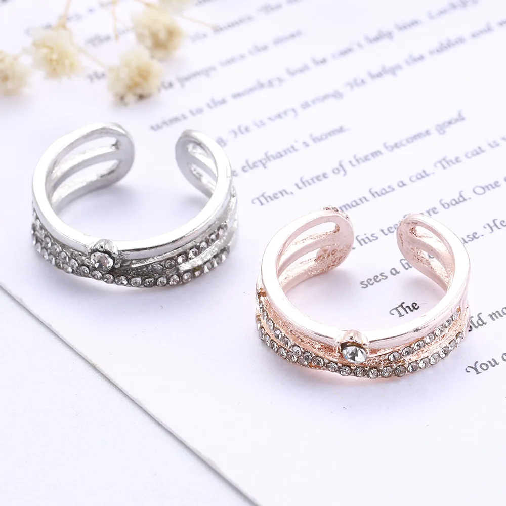 

Luxury Women Zircon CZ Ring Intersecting Fashion Opening Adjustable Women Jewelry Ring Wedding Engagement Anniversary Gift