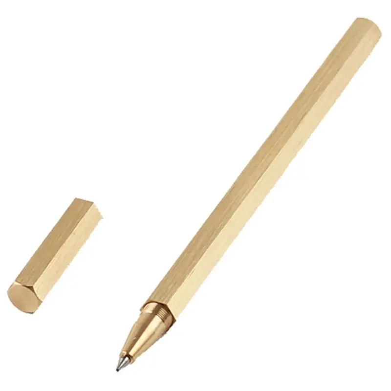 

Hexagon 0.5mm Gel ink Pen Handmade Brass Liquid ink Roller ball Pen Classic
