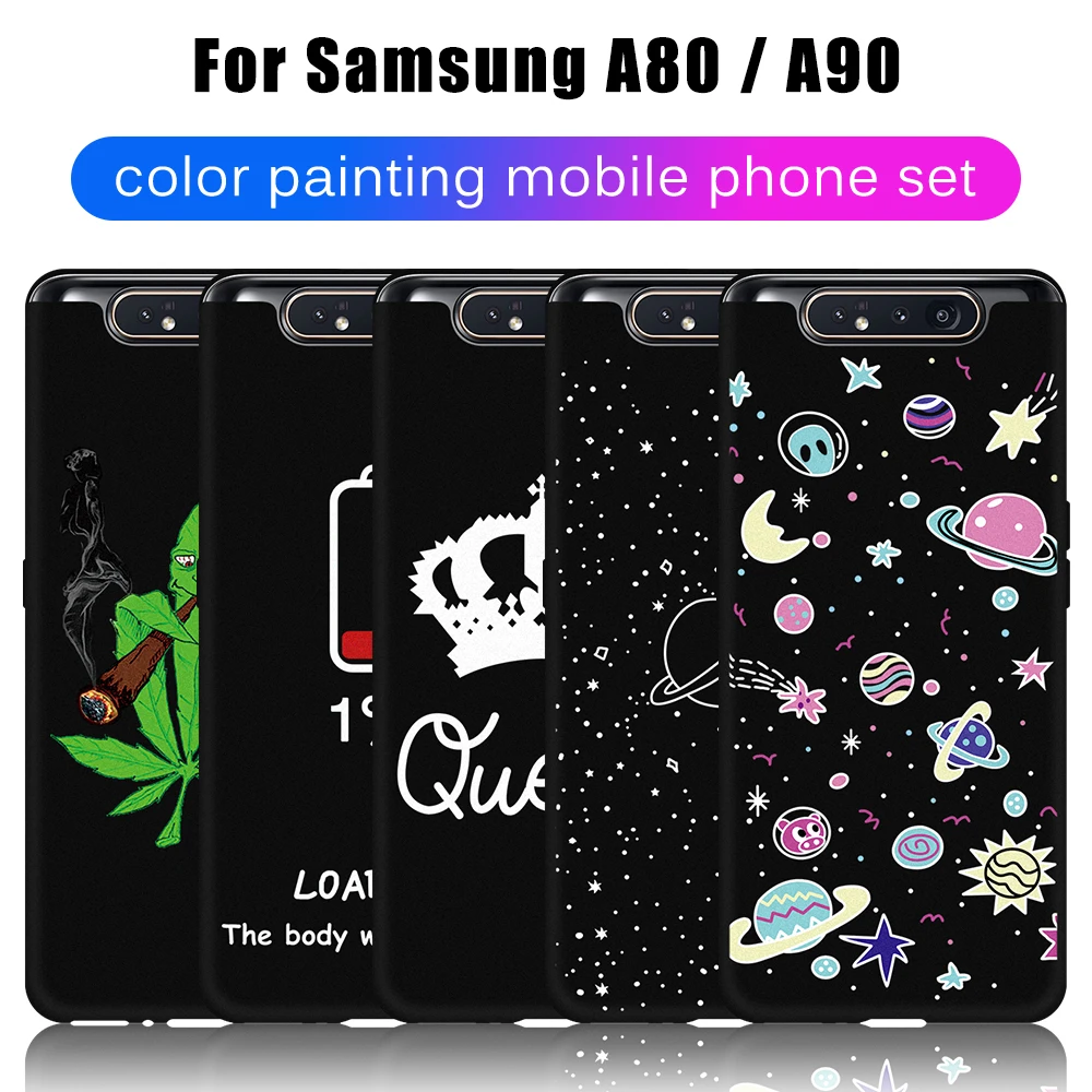 Черный матовый чехол для Samsung Galaxy A50 A70 A30 A40 A20 A10 M30 M20 M10 S10 S9 S8 Plus S10e с узором |